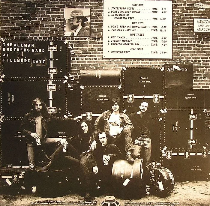 Обратная сторона обложки — The ALLMAN BROTHERS BAND — At Fillmore East (reissue with 2 bonus tracks)