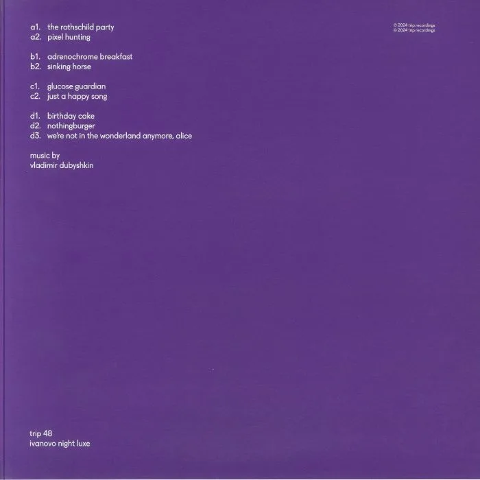 Back cover — Vladimir DUBYSHKIN — Ivanovo Night Luxe