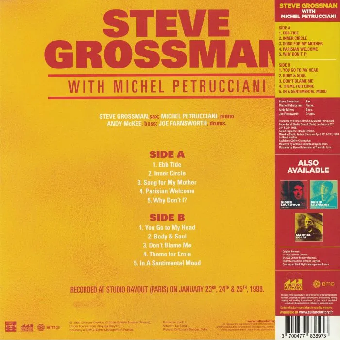 Обратная сторона обложки — Steve GROSSMAN — With Michel Petrucciani