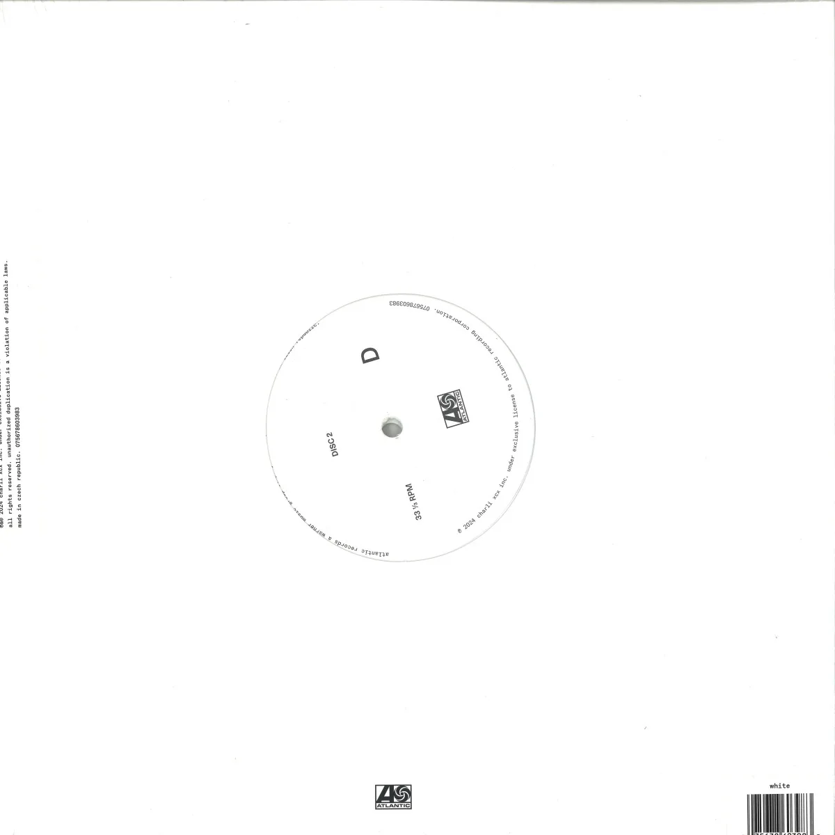 Обратная сторона обложки — Charli Xcx — Brat and it’s the same but there’s three more songs so it’s not LP 2x12"