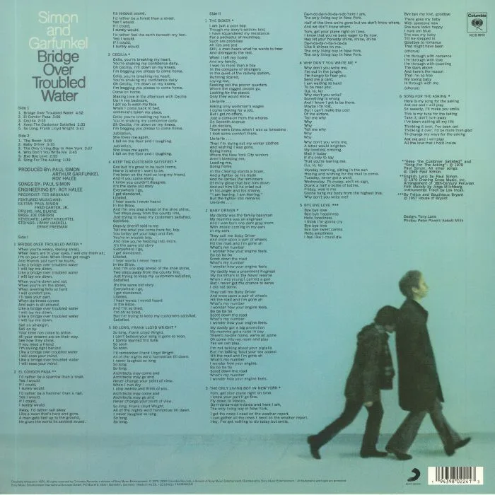 Обратная сторона обложки — SIMON & GARFUNKEL — Bridge Over Troubled Water