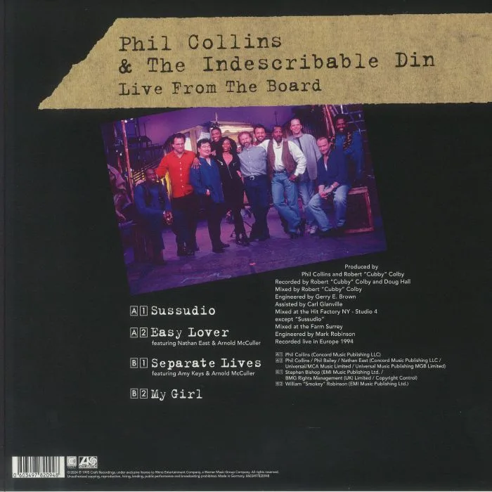 Back cover — Phil COLLINS — Live From The Board: The Official Bootleg (Record Store Day Black Friday RSD 2024)