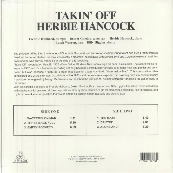 Обратная сторона обложки — Herbie HANCOCK — Takin' Off (Special Edition)