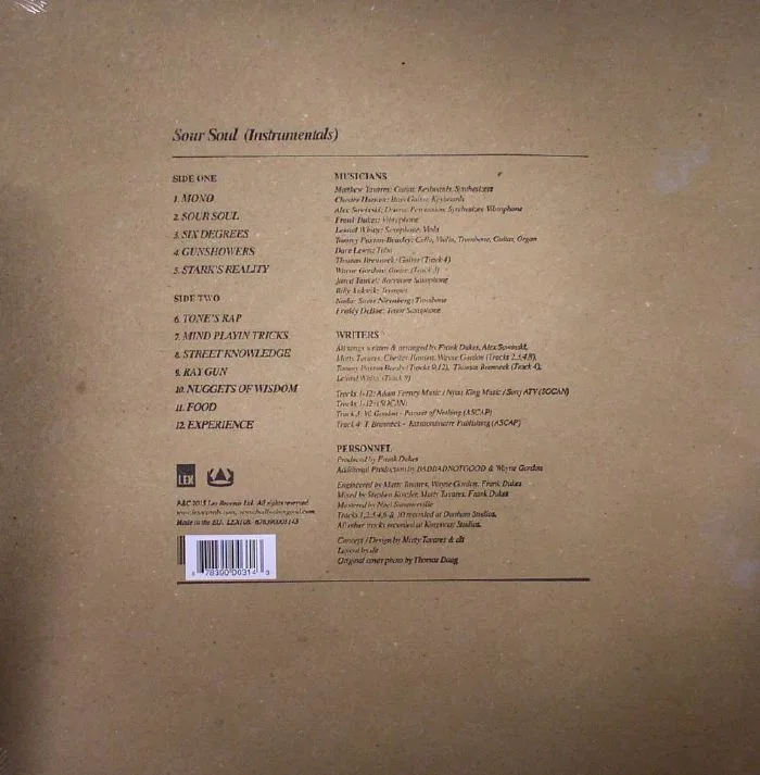 Back cover — BADBADNOTGOOD / GHOSTFACE KILLAH — Sour Soul: Instrumentals