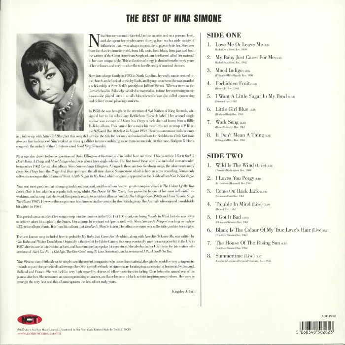 Back cover — Nina SIMONE — The Best Of Nina Simone