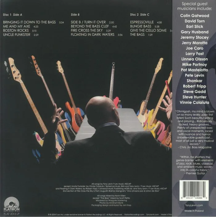 Back cover — Tony LEVIN — Bringing It Down To The Bass (Record Store Day Black Friday RSD 2024) (B-STOCK)