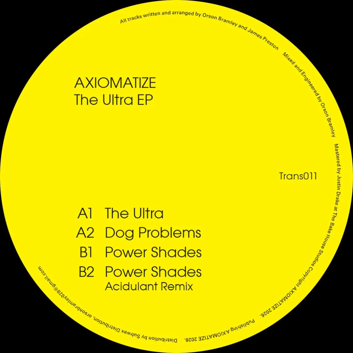 Обратная сторона обложки — AXIOMATIZE — The Ultra EP (Incl. Acidulant Remix)