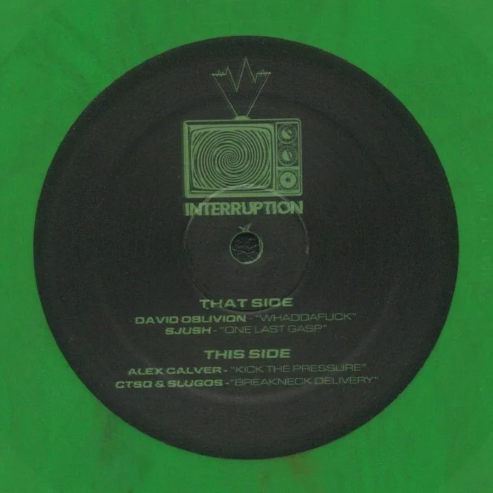 Back cover — DAVID OBLIVION / SJUSH / ALEX CALVER / SLUGOS / CTSD — Interruption Records 010