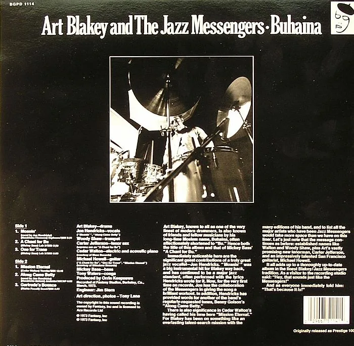 Обратная сторона обложки — Art BLAKEY & THE JAZZ MESSENGERS — Buhaina