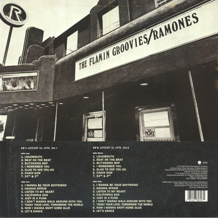 Обратная сторона обложки — RAMONES — Live At The Roxy August 12 1976 (reissue)