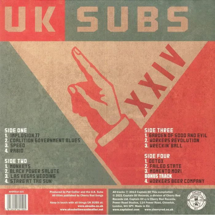Обратная сторона обложки — UK SUBS — XXIV