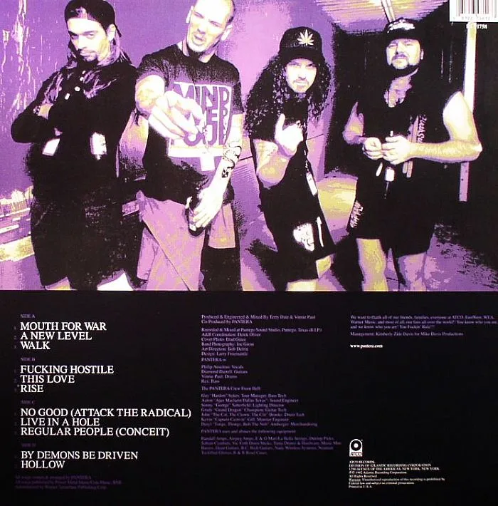 Обратная сторона обложки — PANTERA — Vulgar Display Of Power