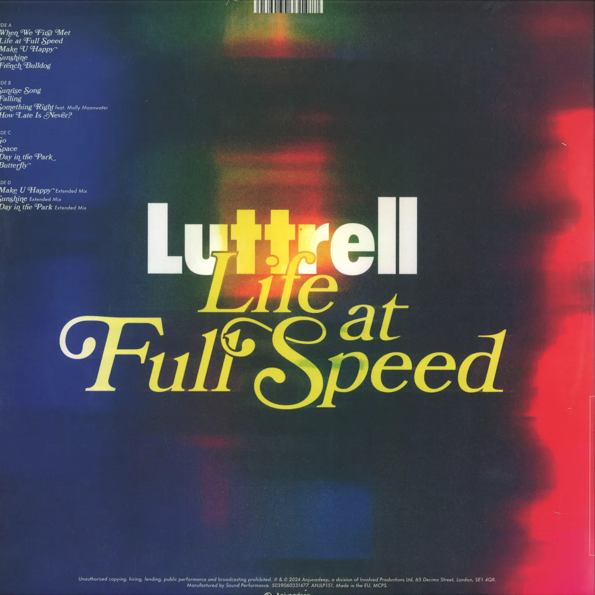 Обратная сторона обложки — Luttrell — Life at Full Speed LP 2x12"