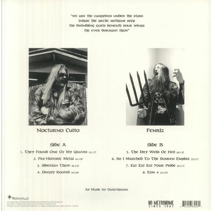 Back cover — DARKTHRONE — Pre Historic Metal