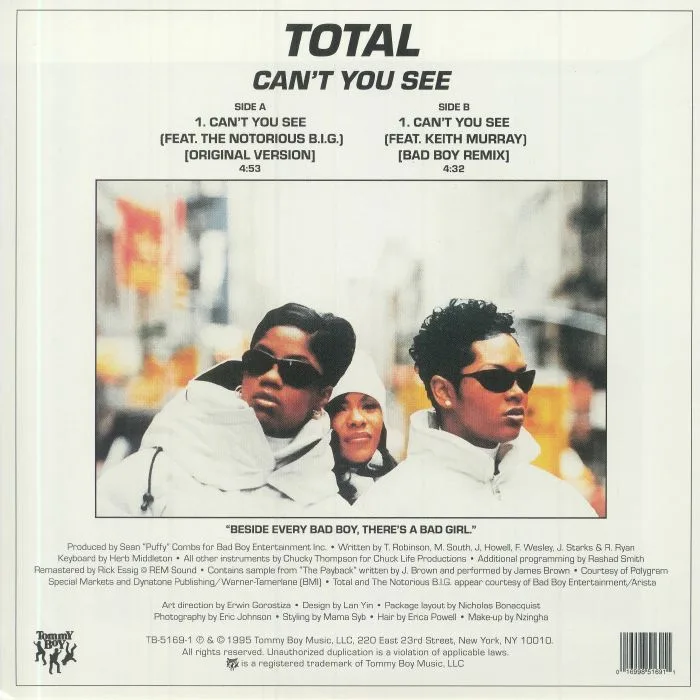Back cover — TOTAL — Can't You See (25th Anniversary Edition)