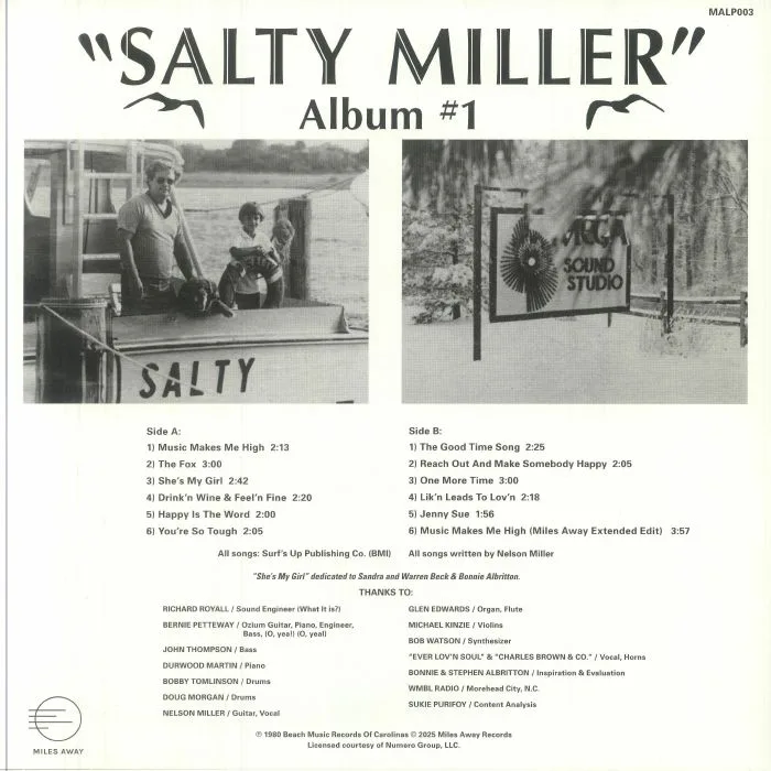 Обратная сторона обложки — Salty MILLER — Beach Music Records Of The Carolinas Presents Album 1