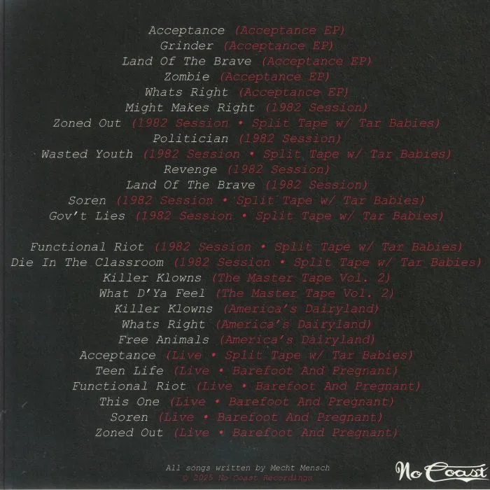 Back cover — MECHT MENSCH — Anthology