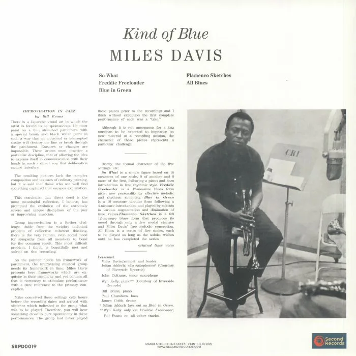 Обратная сторона обложки — Miles DAVIS — Kind Of Blue
