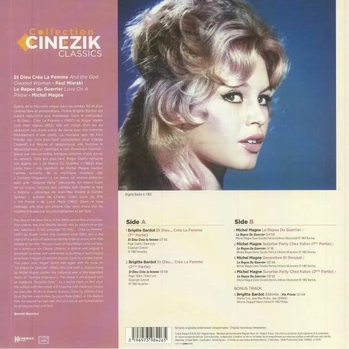 Back cover — Paul MISRAKI / MICHEL MAGNE / BRIGITTE BARDOT — And God Created Woman / Love On A Pillow (Soundtrack) (remastered)