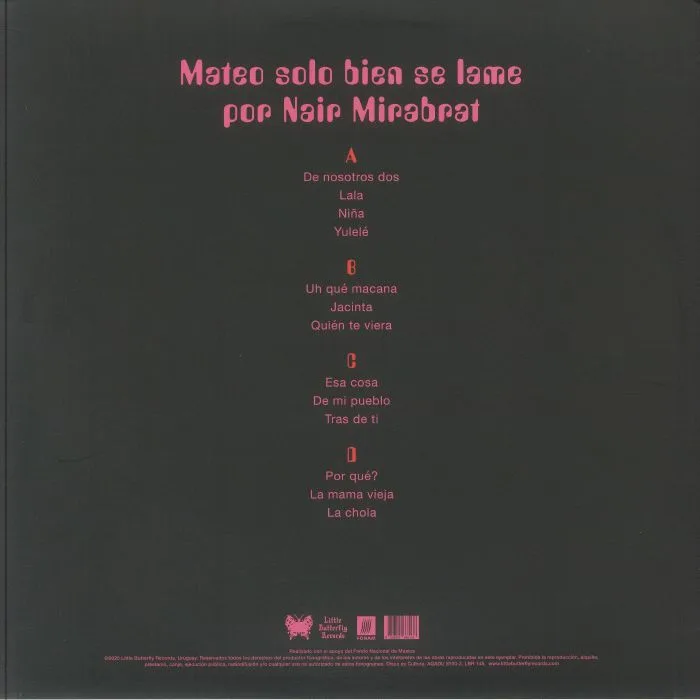 Обратная сторона обложки — Nair MIRABRAT — Mateo Solo Bien Se Lame Por Nair Mirabrat