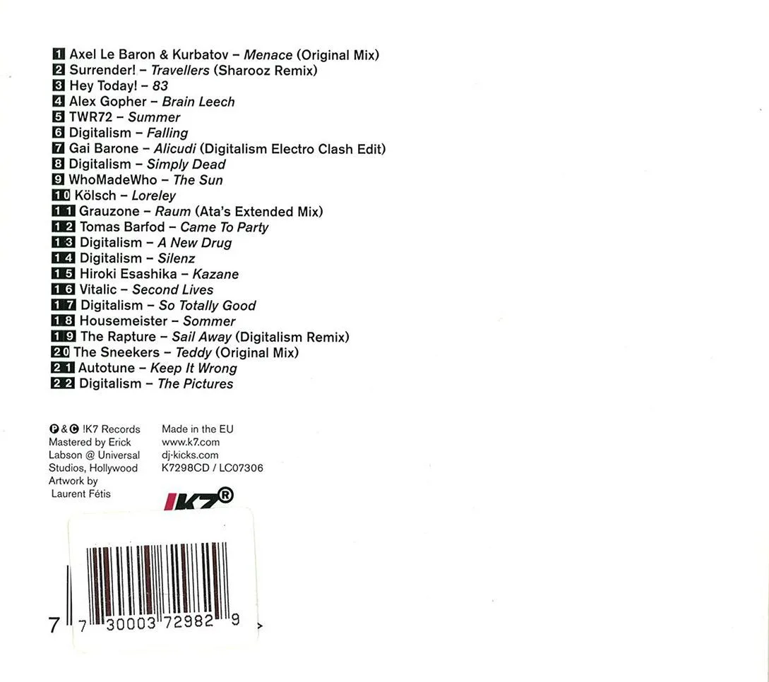 Back cover — Digitalism — Dj-kicks 2x12"