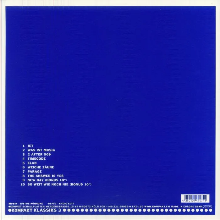 Back cover — Justus KOHNCKE — Bass Ist Musik