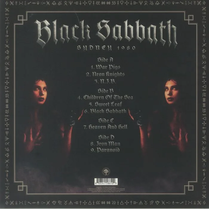 Back cover — BLACK SABBATH — Sydney 1980