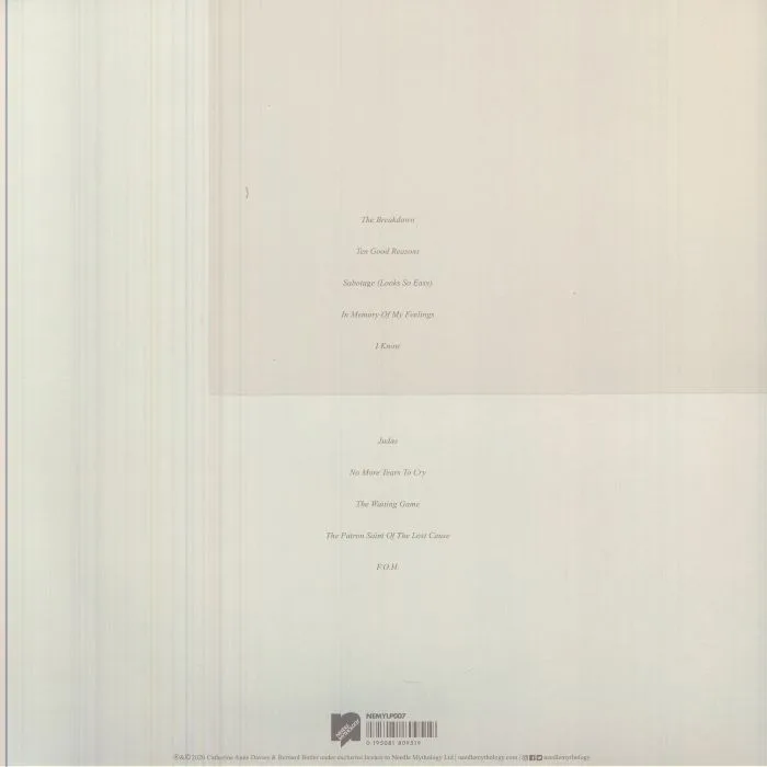 Back cover — Catherine Anne DAVIES / BERNARD BUTLER — In Memory Of My Feelings (Record Store Day RSD 2026)