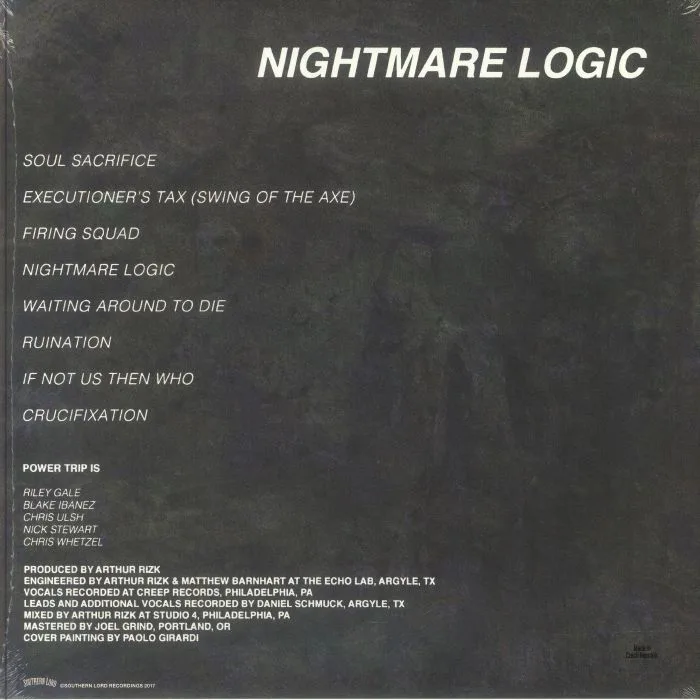 Back cover — POWER TRIP — Nightmare Logic (reissue)