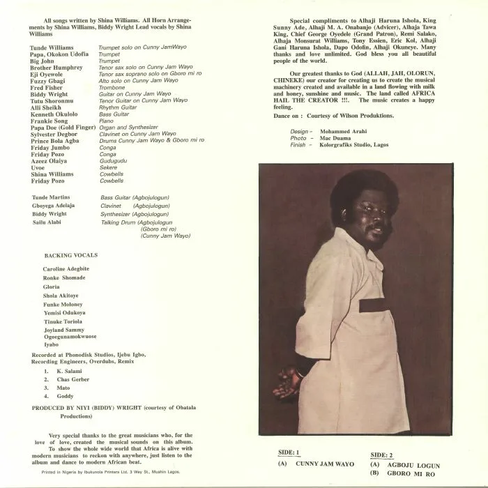 Обратная сторона обложки — Shina WILLIAMS & HIS AFRICAN PERCUSSIONISTS — African Dances (reissue)
