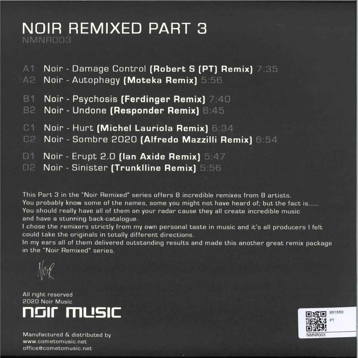 Back cover — Noir — Noir Remixed Part 3 (2x12")