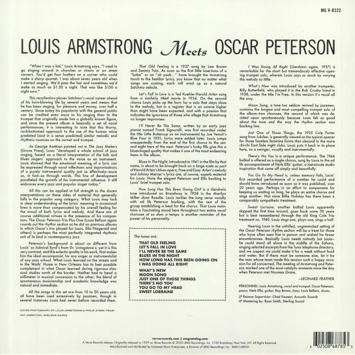 Обратная сторона обложки — Louis ARMSTRONG / OSCAR PETERSON — Louis Armstrong Meets Oscar Peterson (Acoustic Sounds Series Audiophile Edition)