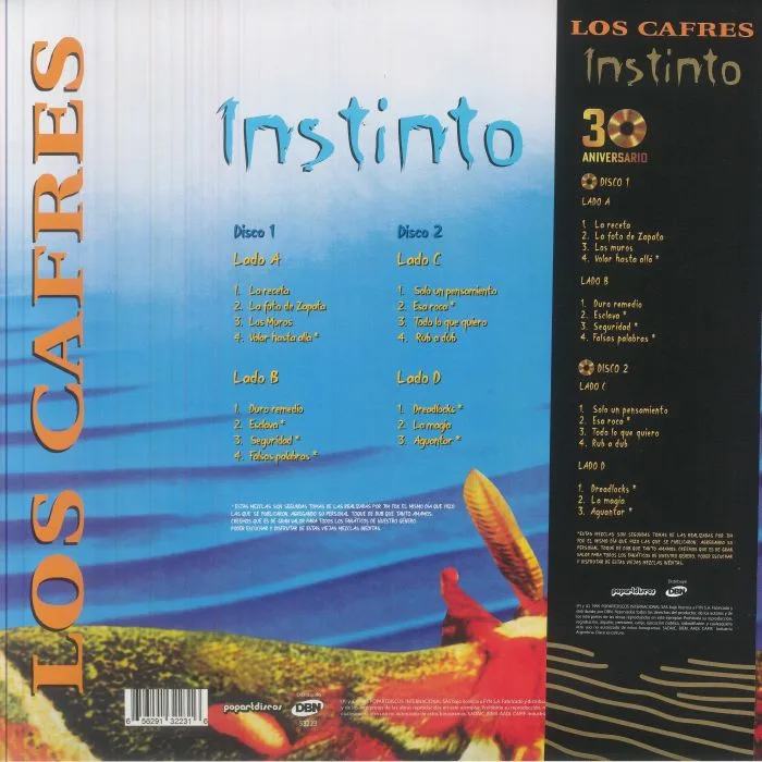 Обратная сторона обложки — LOS CAFRES — Instinto (30th Anniversary Deluxe Edition)