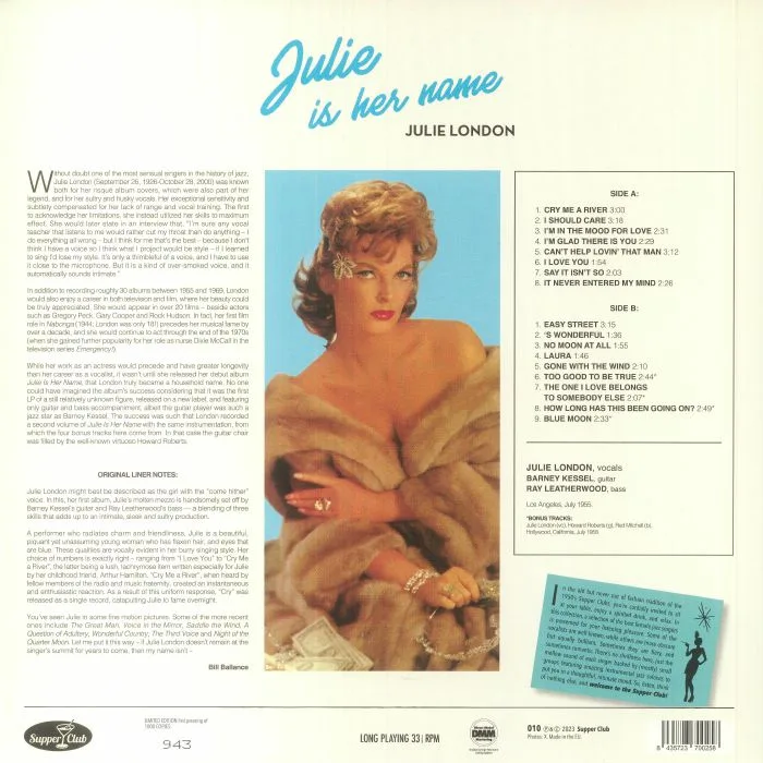 Back cover — JULIE LONDON — Julie Is Her Name (reissue)