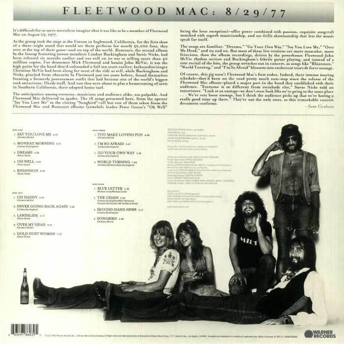Back cover — FLEETWOOD MAC — Rumours Live