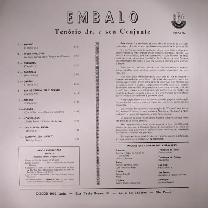 Back cover — TENORIO JR — Embalo (reissue)