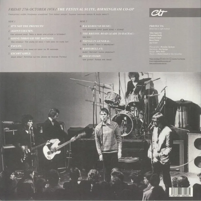 Back cover — The PREFECTS — Live 1978: The Festival Birmingham Suite