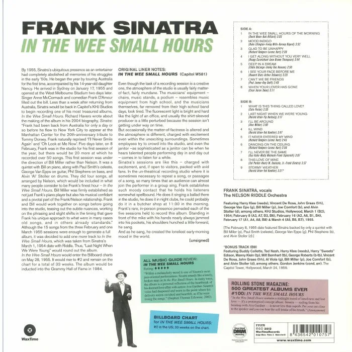 Обратная сторона обложки — Frank SINATRA — In The Wee Small Hours