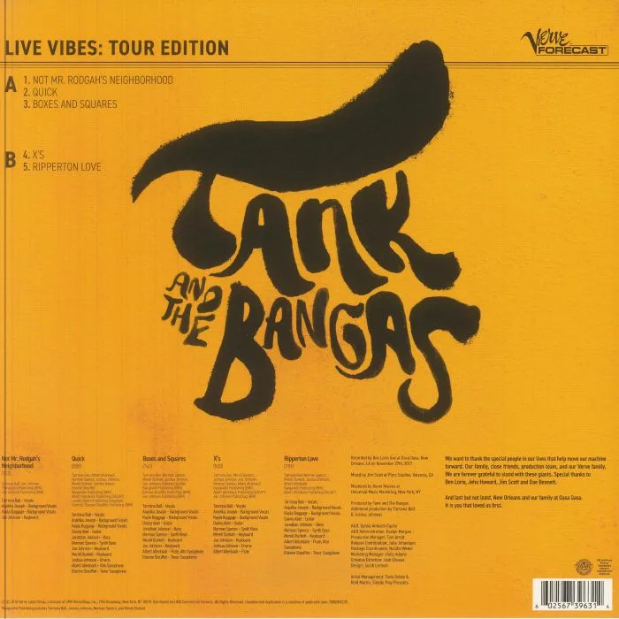Back cover — TANK & THE BANGAS — Live Vibes: Tour Edition