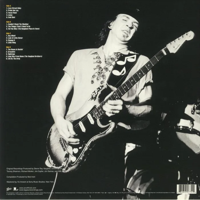 Back cover — Stevie Ray VAUGHAN / DOUBLE TROUBLE — The Essential Stevie Ray Vaughan & Double Trouble