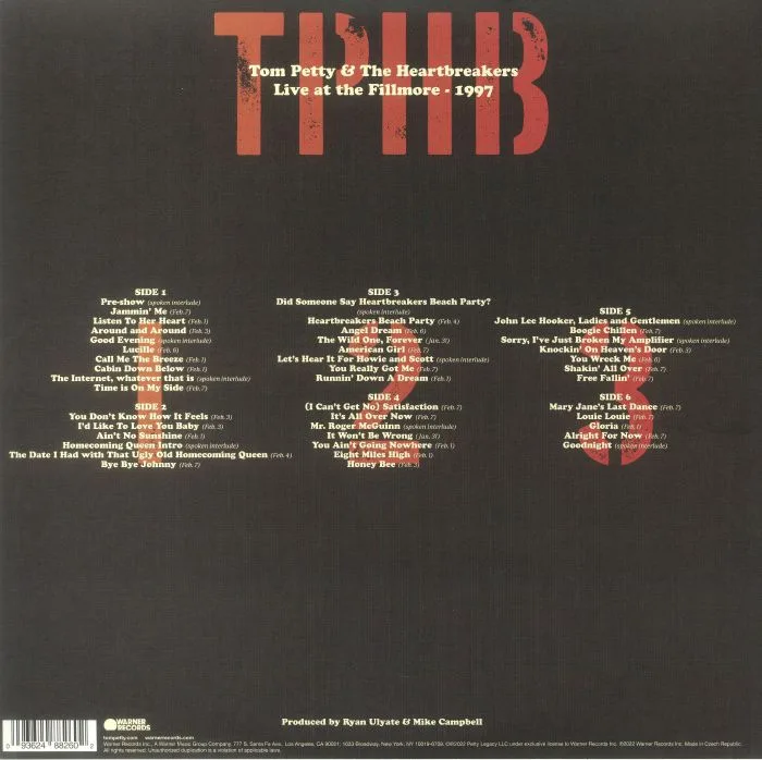 Back cover — Tom PETTY & THE HEARTBREAKERS — Live At The Fillmore 1997