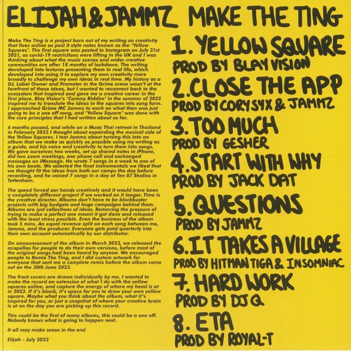Обратная сторона обложки — ELIJAH / JAMMZ — Make The Ting