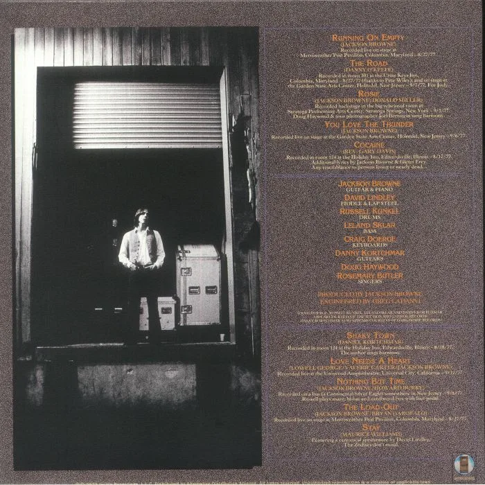 Обратная сторона обложки — Jackson BROWNE — Running On Empty