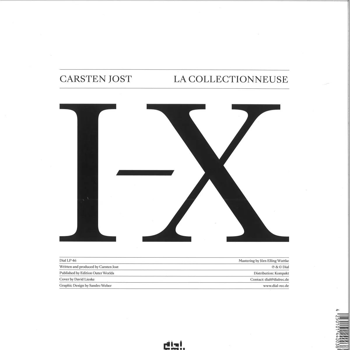 Back cover — Carsten Jost — La Collectionneuse 2x12"