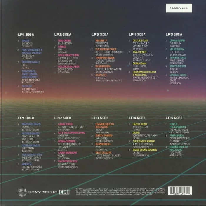 Back cover — VARIOUS — NOW Presents 12" 80s Volume Two: 1983-1984