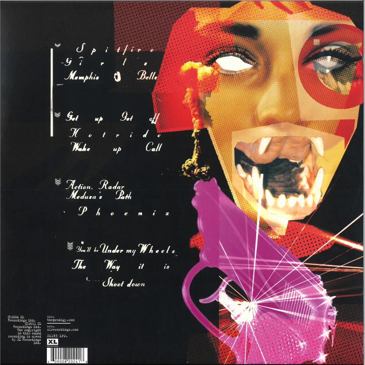 Back cover — The Prodigy — Always Outnumbered, Never Outgunned LP 2x12"