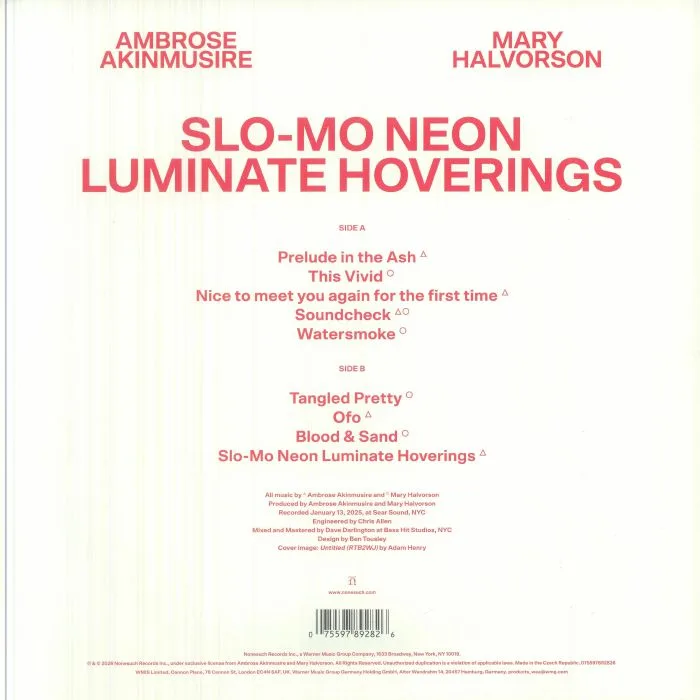 Back cover — Ambrose AKINMUSIRE / MARY HALVORSON — Slo Mo Neon Luminate Hoverings