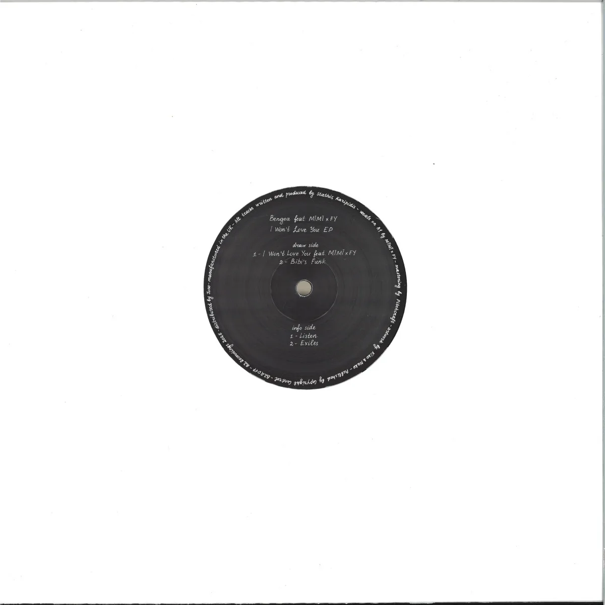 Обратная сторона обложки — Bengoa — I Won't Love You EP