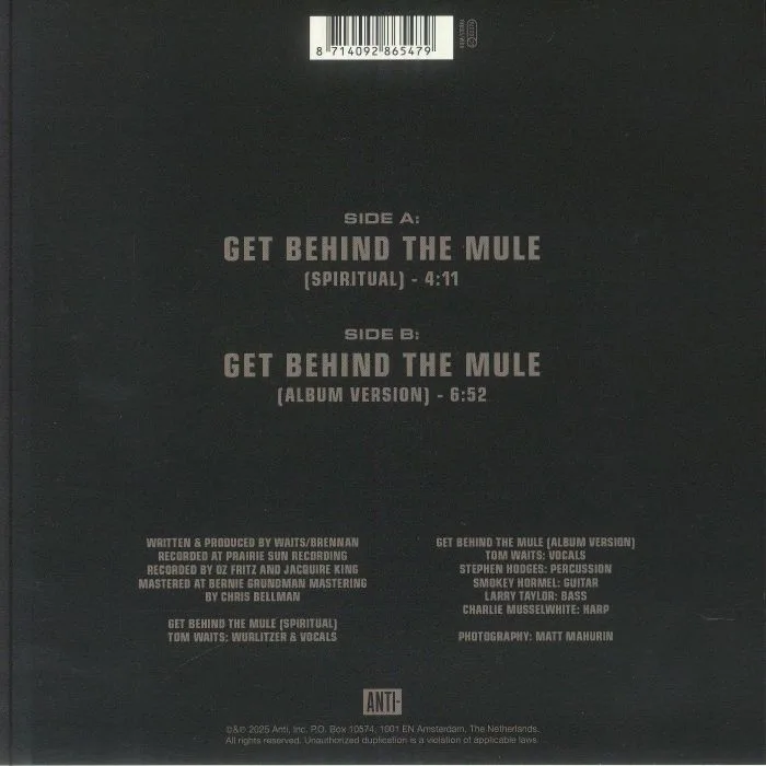 Back cover — Tom WAITS — Get Behind The Mule (Record Store Day RSD 2025)