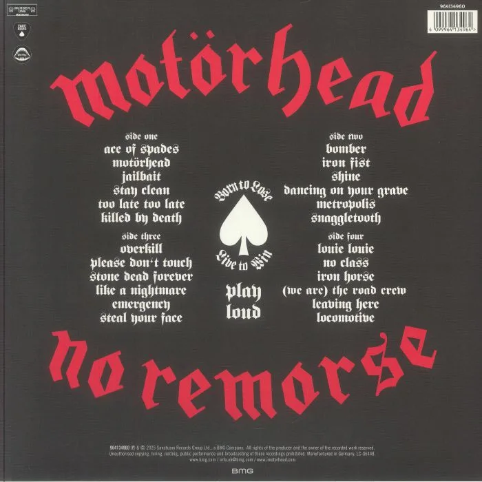 Обратная сторона обложки — MOTORHEAD — No Remorse (50th Anniversary Edition)